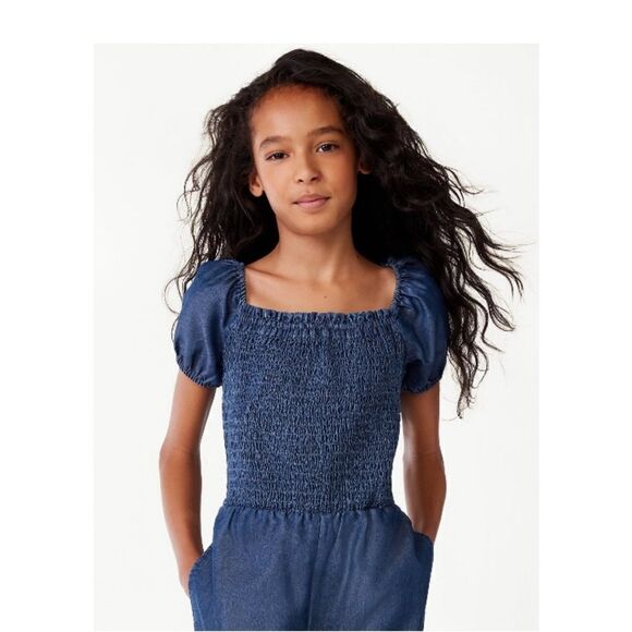 Girls Comfy Lightweight Smocked Jumpsuit, Size XXL - Picture 7 of 7
